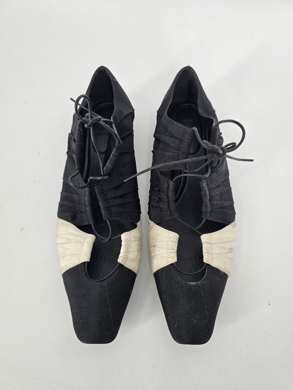 Rosie Assoulin Silk Colorblock Pleated Lace Up Flats Size 38